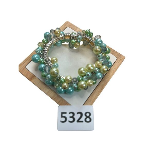 Blue pearl cluster yellow silver bracelet - Picture 6 of 8